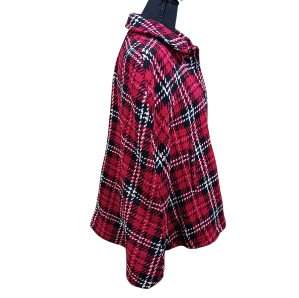 Talbots Poncho Button Front Plaid Cape Jacket - Picture 4 of 10